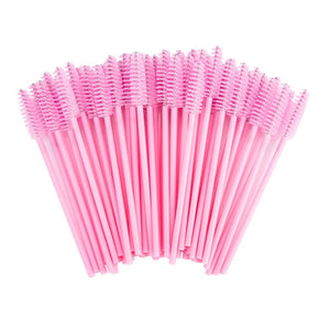 zwellbe Good Quality Disposable 50 Pcs/Pack Crystal Eyelash Makeup Brush  Diamond Handle Mascara Wands Eyelash Extension Tool