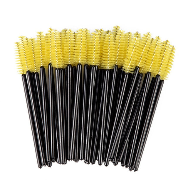 zwellbe Good Quality Disposable 50 Pcs/Pack Crystal Eyelash Makeup Brush  Diamond Handle Mascara Wands Eyelash Extension Tool