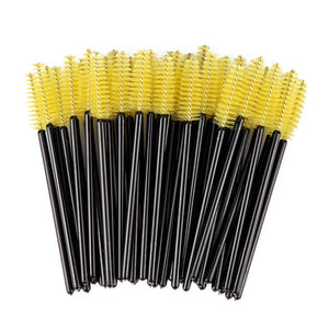 zwellbe Good Quality Disposable 50 Pcs/Pack Crystal Eyelash Makeup Brush  Diamond Handle Mascara Wands Eyelash Extension Tool