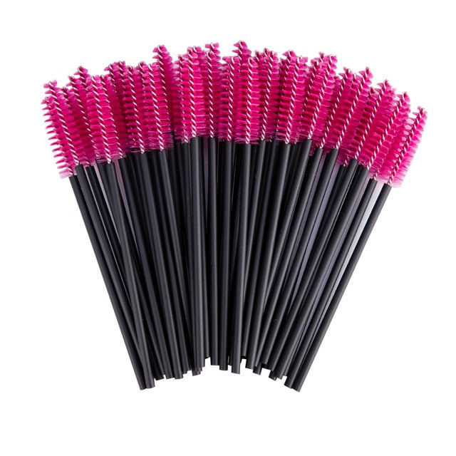 zwellbe Good Quality Disposable 50 Pcs/Pack Crystal Eyelash Makeup Brush  Diamond Handle Mascara Wands Eyelash Extension Tool
