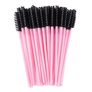 zwellbe Good Quality Disposable 50 Pcs/Pack Crystal Eyelash Makeup Brush  Diamond Handle Mascara Wands Eyelash Extension Tool