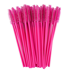 zwellbe Good Quality Disposable 50 Pcs/Pack Crystal Eyelash Makeup Brush  Diamond Handle Mascara Wands Eyelash Extension Tool