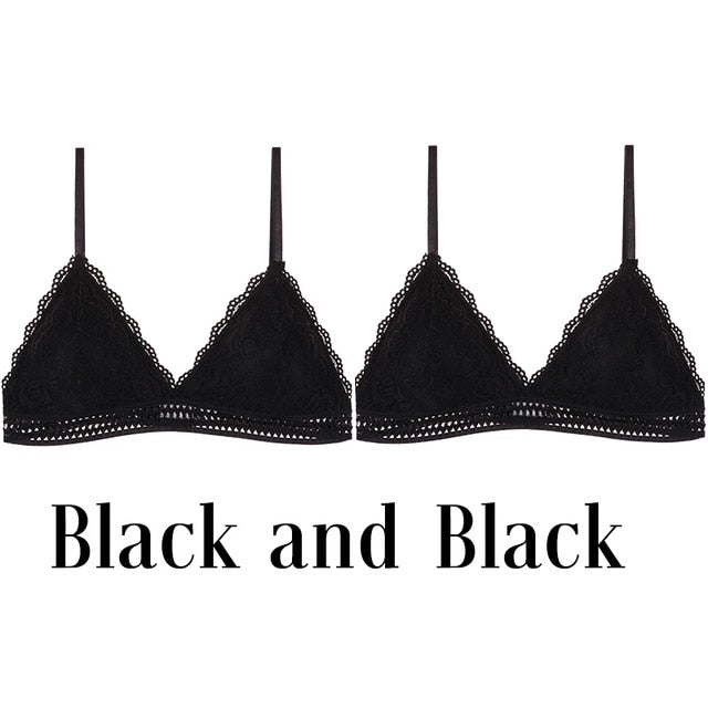 1/2PCS French Style Bralette Seamless Deep V Lace Bra Wireless Thin Underwear Sexy Lingerie Soft Push Up Bras For Women Hot