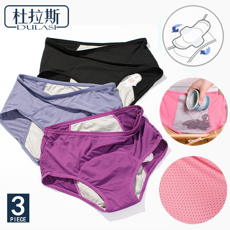 DULASI 3pcs Leak Proof Menstrual Panties Physiological Pants Women Underwear Period Comfortable Waterproof  Briefs Dropshipping