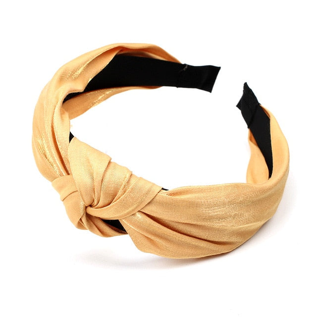 Solid Color Knot Headbands for Women Simple Fabric Girls Hairband Women Hair Accessories Wide Side Hair Band