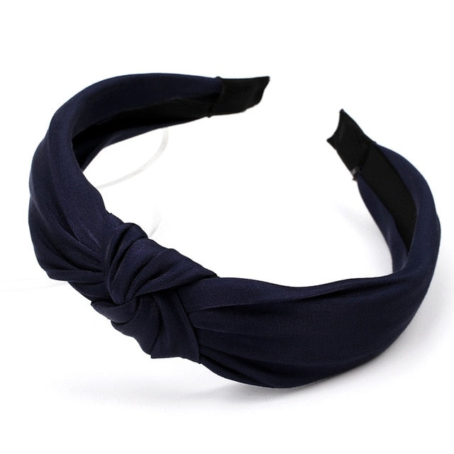 Solid Color Knot Headbands for Women Simple Fabric Girls Hairband Women Hair Accessories Wide Side Hair Band