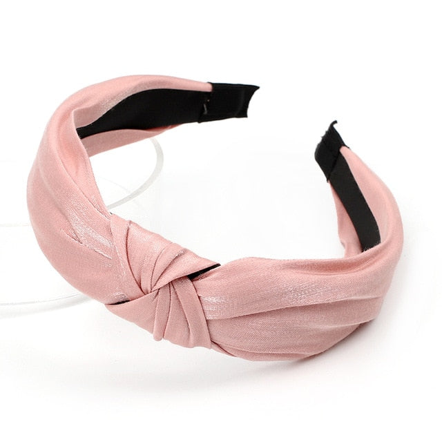 Solid Color Knot Headbands for Women Simple Fabric Girls Hairband Women Hair Accessories Wide Side Hair Band