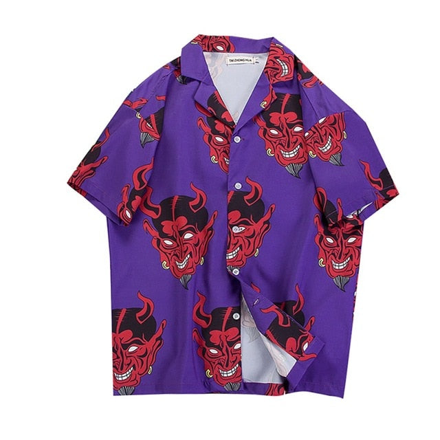 gothic Top shirt Hawaiian Plus size clothes streetwear graphic shirt for lady blusas Devil shirt femme Gifts button shirt