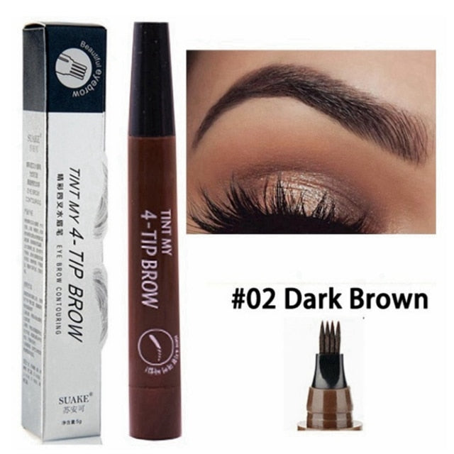 Hot Selling Eyebrow Pen Waterproof 4 Fork Tip Eyebrow Tattoo Pencil Long Lasting Professional Brown Black Liquid Eye Brow Pencil