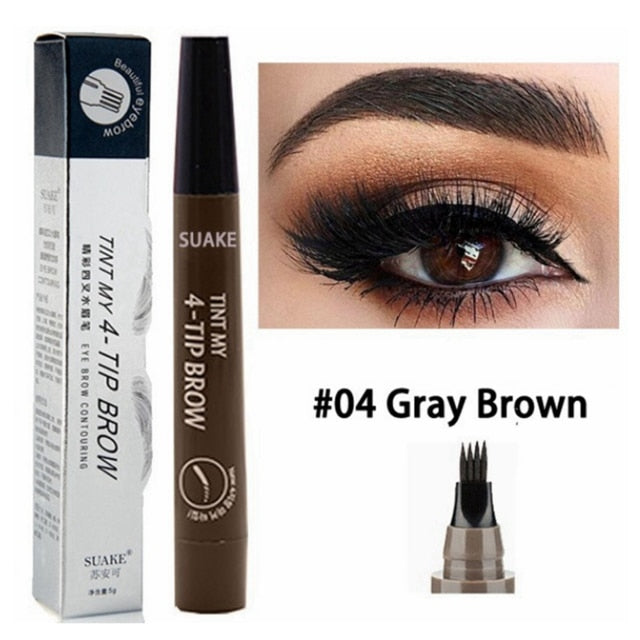 Hot Selling Eyebrow Pen Waterproof 4 Fork Tip Eyebrow Tattoo Pencil Long Lasting Professional Brown Black Liquid Eye Brow Pencil